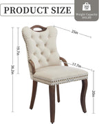 Shenyon Beige Velvet Dining Chairs Set of 4，Modern Upholstered Dining Room Chairs with Tufted Back and Wood Accents, Curved Solid Wood Legs & Nailhead Trim, Sillas De Comedor Modernas 4