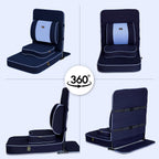 Friends Of Meditation Extra Large Meditation Chair | Floor Chair with Back Support | Yoga Chairs for Adults | Portable Folding Chair | Yoga Chair with Cushion & Meditation Block | Navy Blue | 24x22 in
