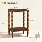 Small Side Table - 2-Tier Wood End Table with Storage Shelf for Living Room, Vintage Night Stand for Bedroom Small Spaces, Rectangle Accent Table with Spindle Legs, Walnut