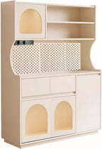 Kitchen Pantry Cabinet with Storage Drawers, Tall Food Pantry Funiture, Sideboard Buffet Cupboard, Freestanding Cupboard, for Living Room,Dining Room(White,170x120cm/66.9x47.2in)