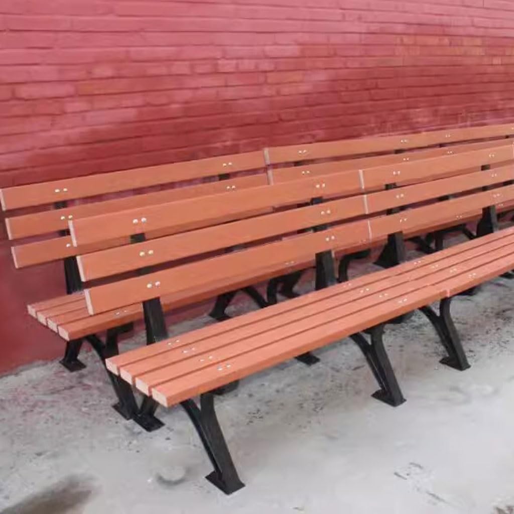 Patio Benches for Outdoors Plastic Wood Backrest Chair, Outdoor Seat, Community, Garden, Park Garden Benches for Outdoors