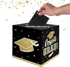 Gatherfun Graduation Decorations 2026 Graduation Box Graduation Card Box for Graduation Gift Graduation Party Favors Decor Party Supplies （Black and Gold）