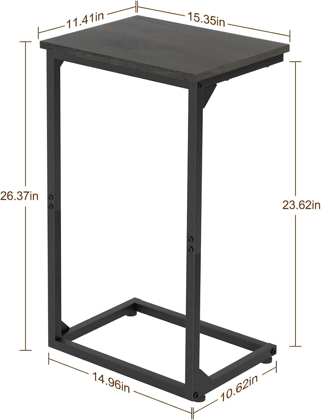 AMHANCIBLE C Shaped End Tables Set of 2, Couch Side Tables that Slide Under Sofa, Slim TV Trays for Living Room and Bedroom, Narrow Space Saving Laptop Workstation, Dark Grey HET02BDG