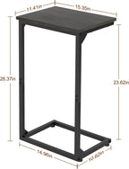 AMHANCIBLE C Shaped End Tables Set of 2, Couch Side Tables that Slide Under Sofa, Slim TV Trays for Living Room and Bedroom, Narrow Space Saving Laptop Workstation, Dark Grey HET02BDG