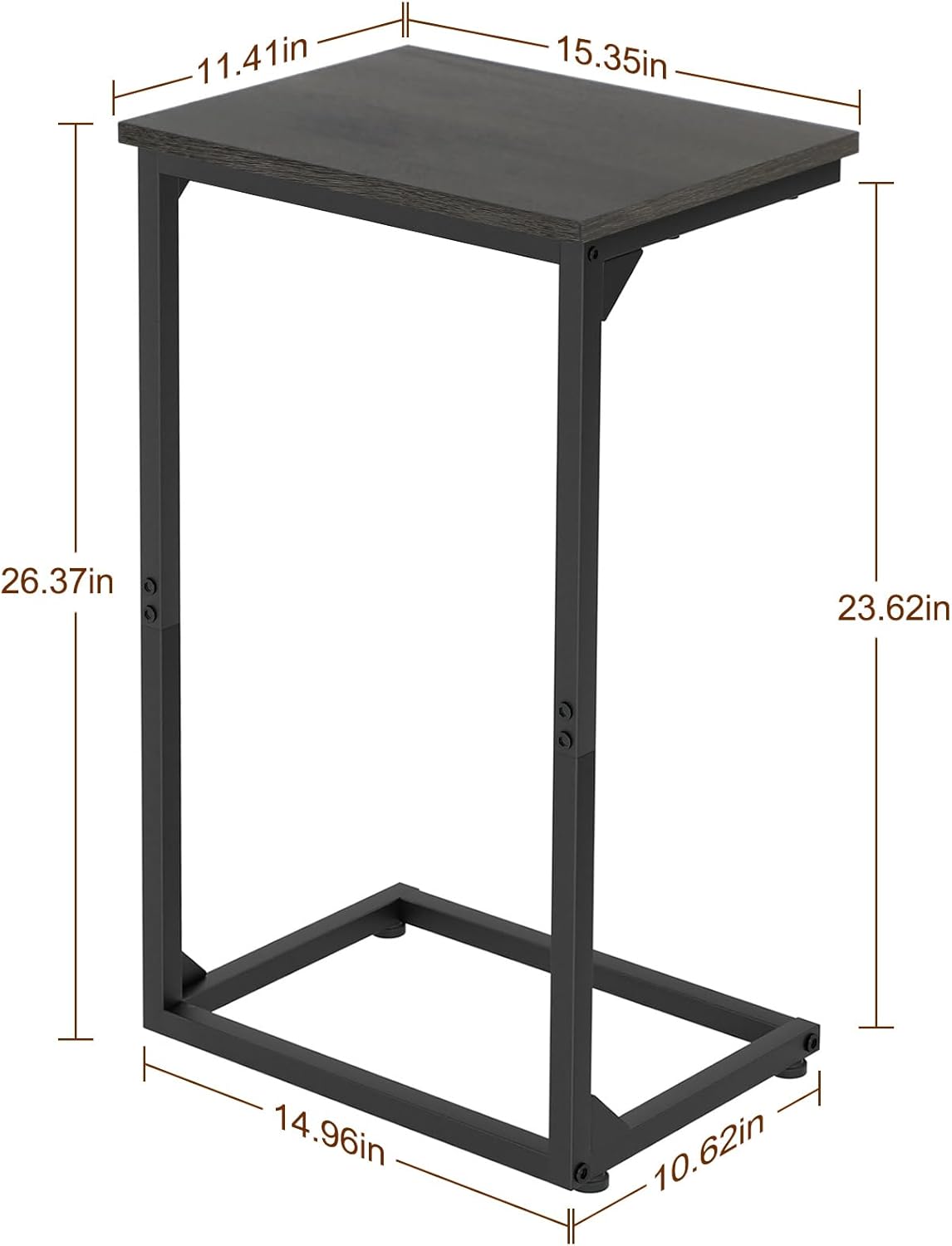 AMHANCIBLE C Shaped End Tables Set of 2, Couch Side Tables that Slide Under Sofa, Slim TV Trays for Living Room and Bedroom, Narrow Space Saving Laptop Workstation, Dark Grey HET02BDG