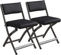 Folding Chairs with Cushion 2 Pack, High-Resilience Foam, Black | 450LBS Capacity, 2-Inch Thick Cushion, 4.7" Folded, Foldable Dining Chairs for Kitchen Dining Room Wedding Office Party