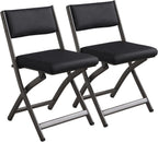 Folding Chairs with Cushion 2 Pack, High-Resilience Foam, Black | 450LBS Capacity, 2-Inch Thick Cushion, 4.7" Folded, Foldable Dining Chairs for Kitchen Dining Room Wedding Office Party
