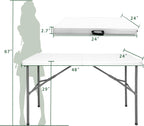 Folding Table 4ft Heavy Duty Folding Tables Indoor Outdoor Plastic Dining Table Portable Folding Square Card Table w/Handle for Picnic, Party, Camping (4 FT)