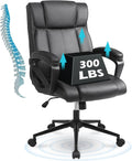 Executive Office Chair with Thicken Armrest, Ergonomic Home Office Desk Chair with Lumbar Support, Upholstered PU Leather Computer Gaming Chair for Home/Office, Black