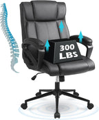 Executive Office Chair with Thicken Armrest, Ergonomic Home Office Desk Chair with Lumbar Support, Upholstered PU Leather Computer Gaming Chair for Home/Office, Black
