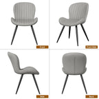 Dining Chairs Set of 2 Modern Fabric Dining Room Chairs Upholstered Dining Chairs with Thick Cushions Metal Legs Armless Back Chair for Kitchen and Living Room Light Gray