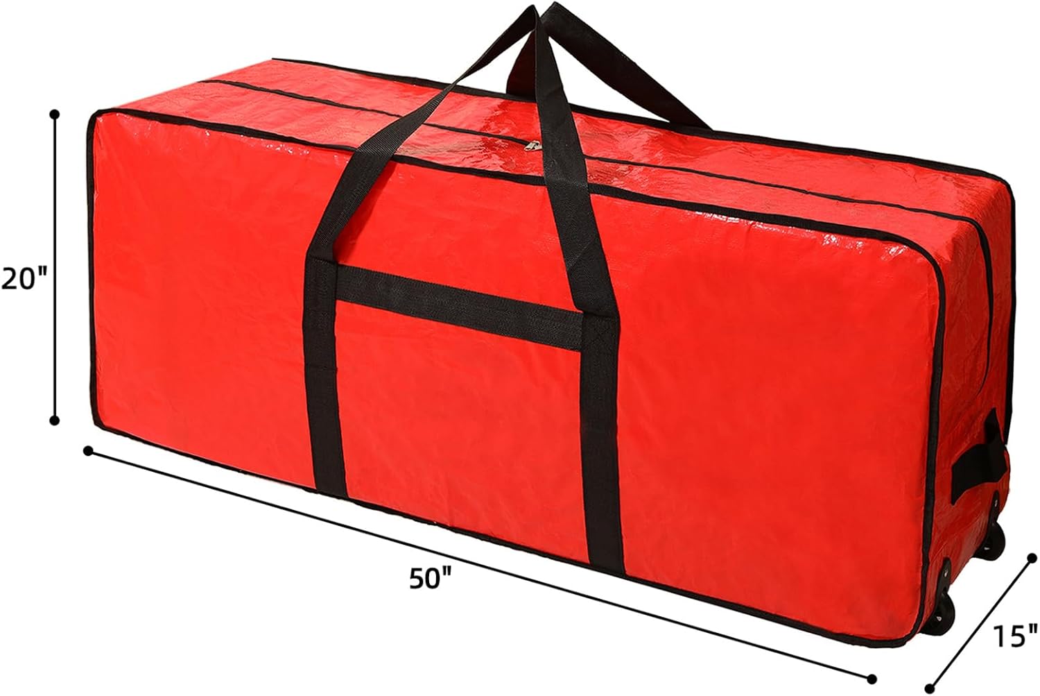 HOMEST Christmas Tree Storage Bag, Fits for 4.5-7 ft Xmas Artificials, Zippered Bag with Reinforced Carrying Handles and Wheels, Red (Bag Only)