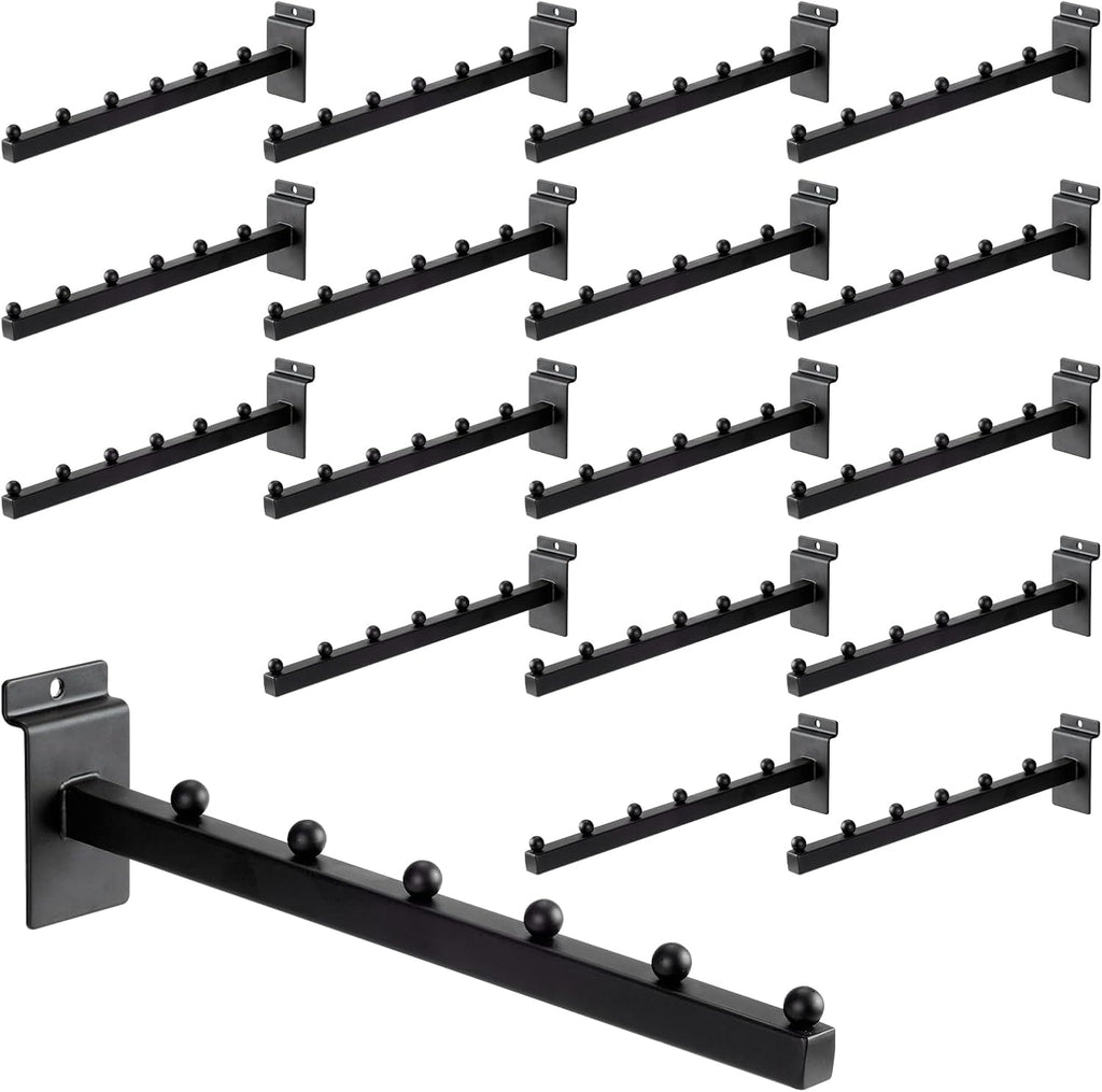 12 Inch Waterfall Slatwall Display Hooks with 6 Balls, Heavy Duty Tube Slat Wall Hanger, Slatwall Accessories for Retail Display, Clothing, Bags, Accessories(18 Pcs)