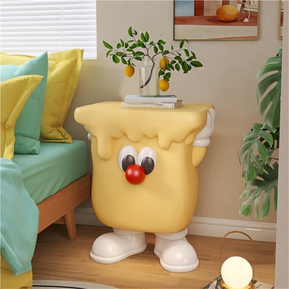 Modern Creative Resin Side Table, Cute Simple Bedside Table for Small Space, Multifunctional Small End Table Suitable for Bedroom, Living Room, Balcony