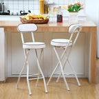 Folding Bar Stool with Steel Frame and Comfortable Back for Home Kitchen Events Padded Tall Chair(Black,70cm/27.5in)