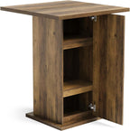 LITTLE TREE Bar Table with Storage Cabinet, 39.4" H Square High Top Pub Table, Wood Bistro Cocktail Table, Farmhouse Design with 3-Tier Cabinet for Pub, Bistro, Bar, Coffee, Dining Rustic Brown