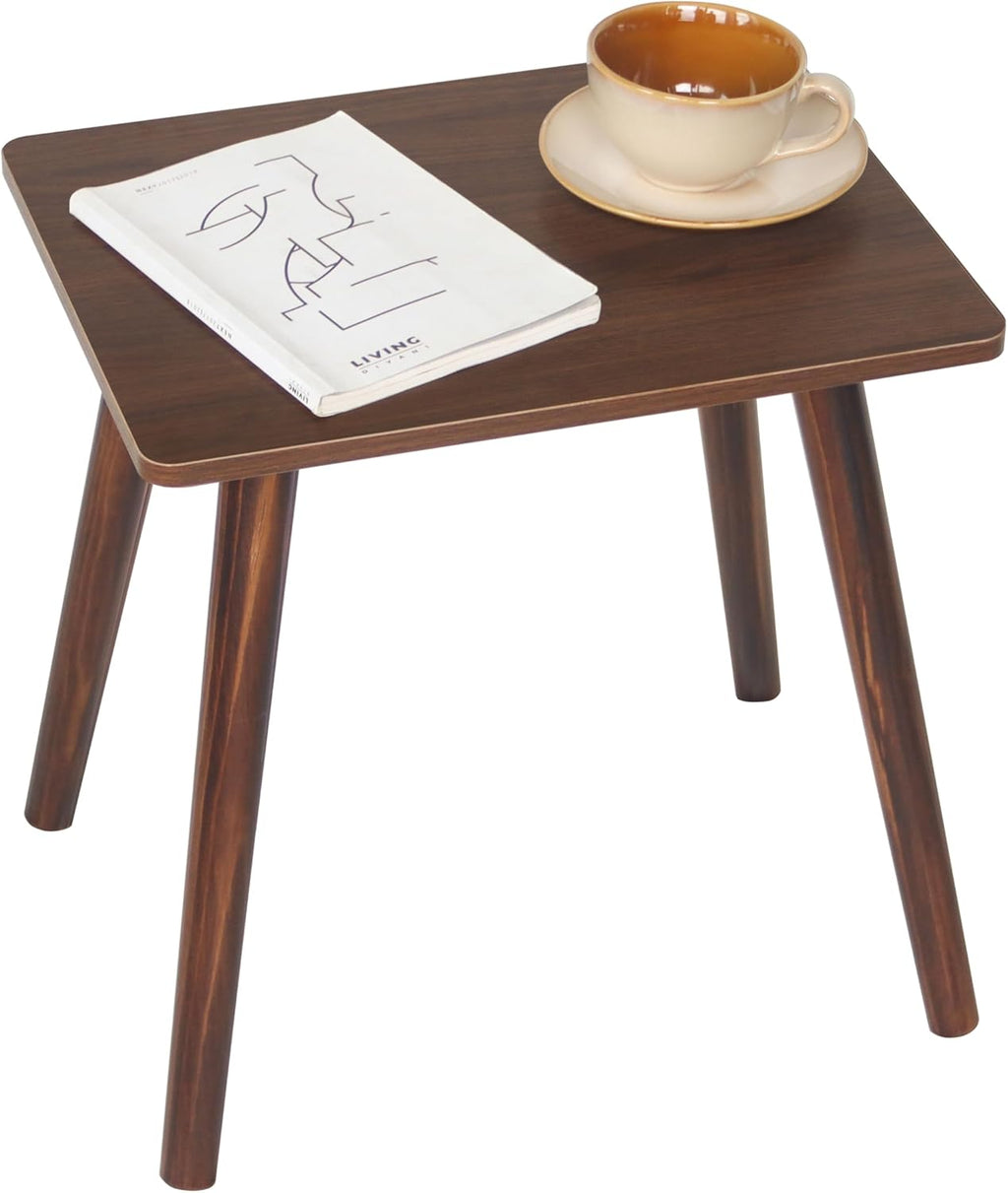 Small Side Table, Mid Century Modern End Tables Living Room, Wood Accent Bed Side Table with Solid Wood for Bedroom, Office, Small Spaces, Walnut Brown