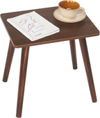 Small Side Table, Mid Century Modern End Tables Living Room, Wood Accent Bed Side Table with Solid Wood for Bedroom, Office, Small Spaces, Walnut Brown