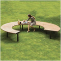 Patio Benches Outdoor Benches Chair, Circular Park Seats, Modern Anti-Corrosion Wooden with Steel Frames