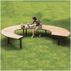 Patio Benches Outdoor Benches Chair, Circular Park Seats, Modern Anti-Corrosion Wooden with Steel Frames