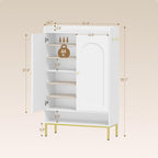 Hzuaneri Shoe Cabinet with Doors, 7-Tier Shoe Storage Cabinet with Adjustable Shelves, Wooden Shoes Organizer Cabinets with Top Storage Layer, 28-32 Pairs, for Entryway, Hallway, White SR68703A