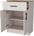 Kitchen Pantry in Melamine with 2 Doors and 1 Drawer, Ivory/Natural Oak