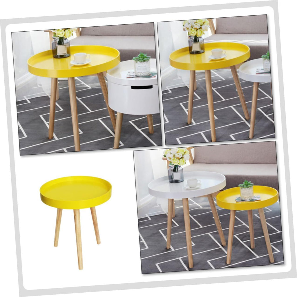 Alasum Mini Round Side Table Nordic Style Small Yellow Sofa Side Table Household Indoor for Living Room and Bedroom