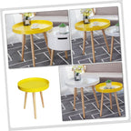 Alasum Mini Round Side Table Nordic Style Small Yellow Sofa Side Table Household Indoor for Living Room and Bedroom