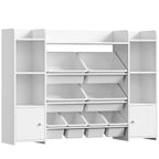 FOTOSOK Toy Storage Organizer with 8 Toy Bins, Toy Organizer Kids Bookshelf with 6 Storage Cubbies, Stuffed Animal Storage Organizer, Playroom Storage and Toy Chest, White