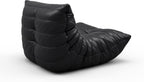High-end Uncompressed Togo Bean Bag Chair for Adults, Memory Foam Floor Sofa Couch with Soft Fabric, Comfy Fireside Lounge Chair for Living Room, Bedroom, Apartment Microfiber Leather Black