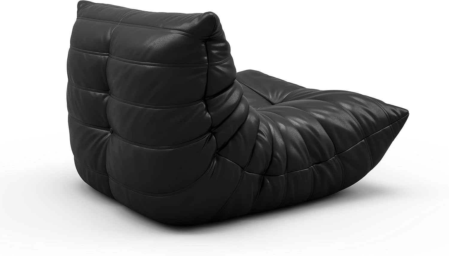 High-end Uncompressed Togo Bean Bag Chair for Adults, Memory Foam Floor Sofa Couch with Soft Fabric, Comfy Fireside Lounge Chair for Living Room, Bedroom, Apartment Microfiber Leather Black