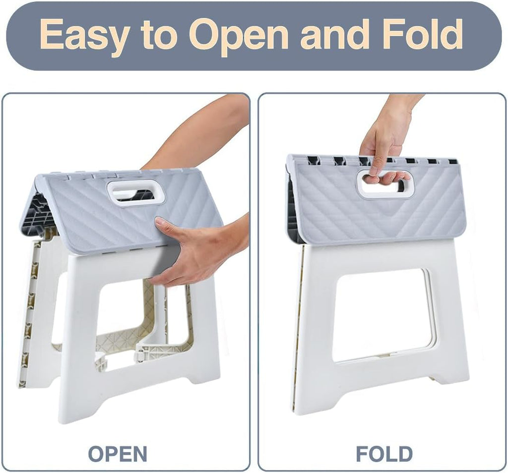 Folding Step Stool for Adults, Bathroom Stool, Plastic Pink Stepping Stool for Living Room, Compact Fold Up Step Stool, Small Kitchen Foot Stool