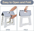 Folding Step Stool for Adults, Collapsible Plastic Stool, 2 Pack, Grey | Compact Foldable Design for Easy Storage,Textured Top Surface for Steady Footing, 2-Pack Set for Everyday Household Use