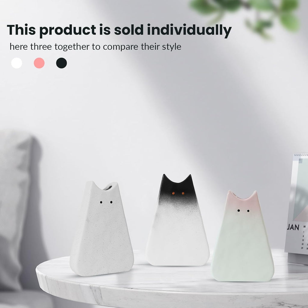 Adorable White Cat Vase - Modern, Simple & Creative Ceramic Flower Vase, Perfect Unique Gift for Girls, Women, Mothers & Cat Lovers - Ideal for Home Decor