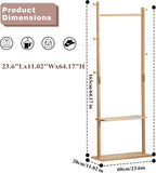 SOBIBO Wood Coat Rack Freestanding with Shelves & Hooks, 23.6inch, Natural | Solid Wood Frame, 3-in-1 Clothes Rack, Garment Rack with Storage for Bedroom, Hallway, Entryway, Office, Living Room