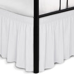 Biscaynebay Wrap Around Bed Skirts with Split Corners for Queen Beds 15" Drop, White Adjustable Elastic Dust Ruffles Easy Fit Wrinkle Resistant Silky Luxurious Fabric Machine Washable