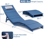 Stoog Folding Pool Lounge Chair, HIPS Outdoor Anti-Floating Recliner with Headrest, Pool Chairs for Hotel, Beach & Sun Decks, Blue