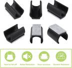 90Pcs Chair Pads 25mm Plastic Chair Leg Floor Protectors with Felt Pads U Shaped Furniture Feet Protectors Non-Slip Rectangle Tubular Legs Caps (Black)