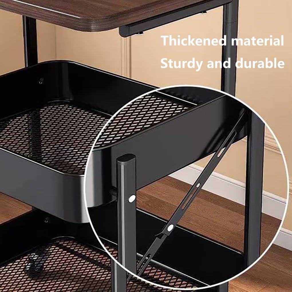 Foldable Narrow Modern Sofa Table with Open Storage Shelves, Movable Side Table End Table Snack Tables for Small Spaces Living Room Bedroom Bedside Balcony Kitchen(Black)