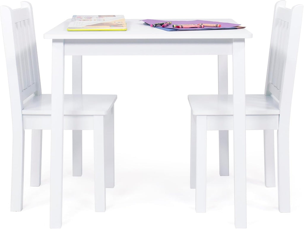 Humble Crew Kids Table and Chair Set, Toddler Activity Table with 2 Chairs for Play, Crafts, Snacks & Learning, Wooden Kids Furniture for Playroom & Bedroom, White