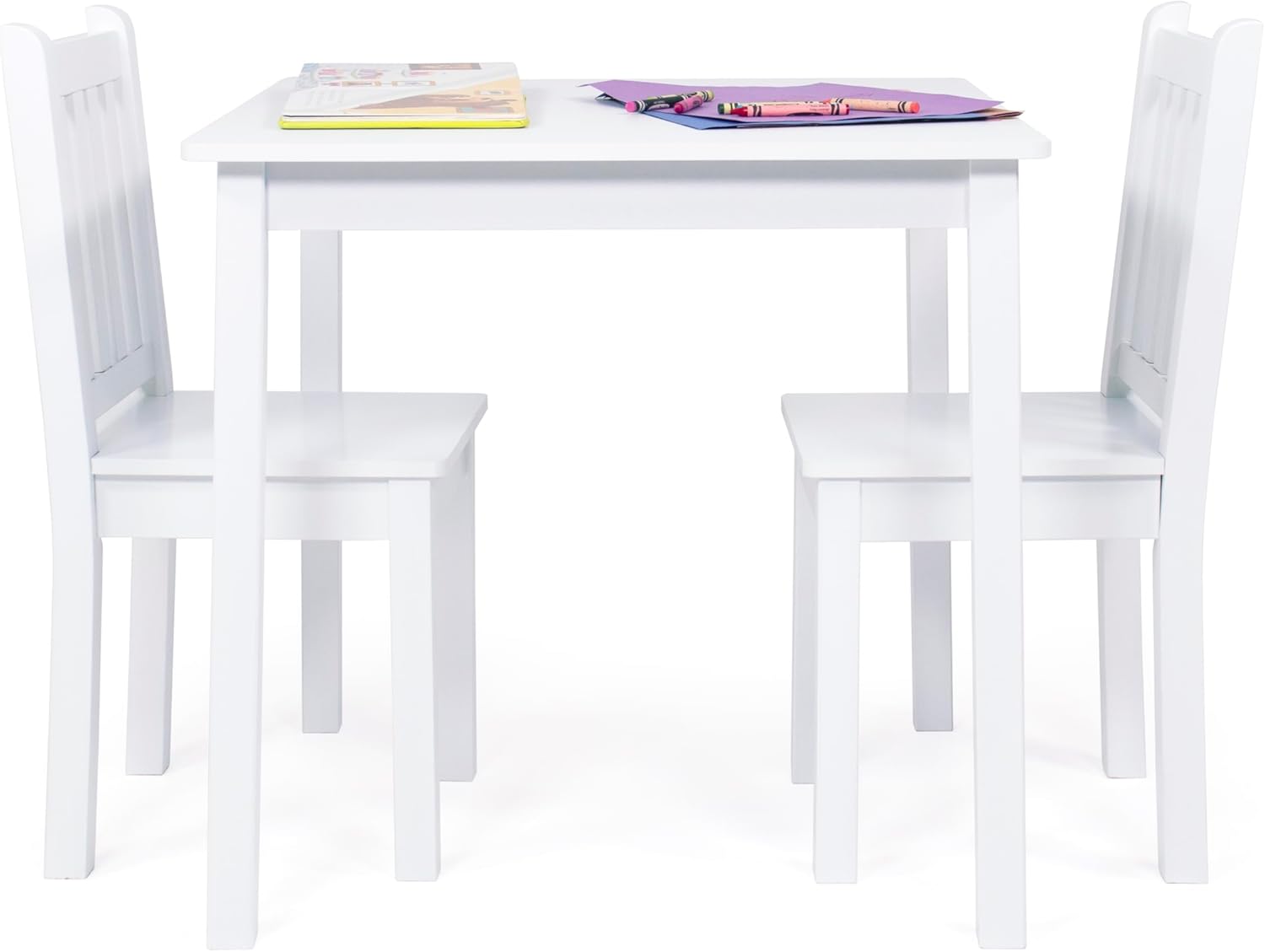 Humble Crew Kids Table and Chair Set, Toddler Activity Table with 2 Chairs for Play, Crafts, Snacks & Learning, Wooden Kids Furniture for Playroom & Bedroom, White