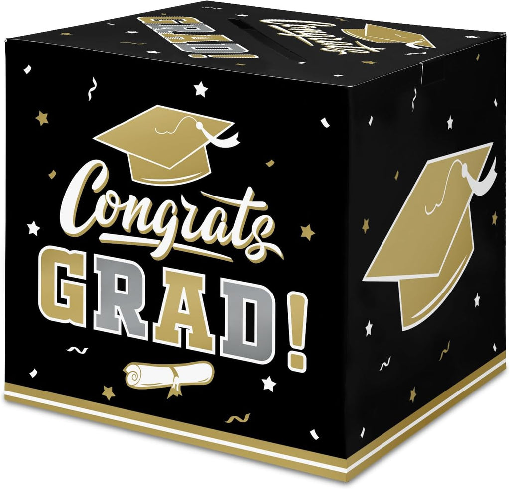 Gatherfun Graduation Decorations 2026 Graduation Box Graduation Card Box for Graduation Gift Graduation Party Favors Decor Party Supplies （Black and Gold）