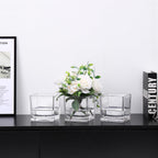 Square Clear Glass Vases Set of 6, 5" x 5" x 5" Flower Vases for Centerpieces, Square Vase for Centerpieces, Small Vase for Wedding, Party, Home Office Decoration