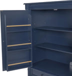 Freestanding 77.3" Tall Storage Cabinet, Wooden Pantry，Blue | Retro Large Kitchen Pantry, 2 Adjustable Shelves, 5 Drawers, 6 Door Shelves