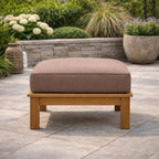 Hives & Honey Pavilion Teak Ottoman – Grade-A Teak Outdoor Footrest with Weather-Resistant Sunproof Cushion, 25.7" Square, Tan