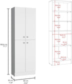 23.6" D*11.8" W*71.1" H Corner Kitchen Pantry, 3 Adjustable Shelves & Fixed Shelf, 2 Double-Doors, Wood Freestanding Storage Cabinet, Modern Minimalist, for Living Room, Dining Room, White