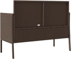 Outdoor Storage Bench with Cushions, Waterproof Patio Storage Bench Brown Poly Rattan, PE Rattan Garden Seat with Thick Padded Cushion and Removable Washable Cover