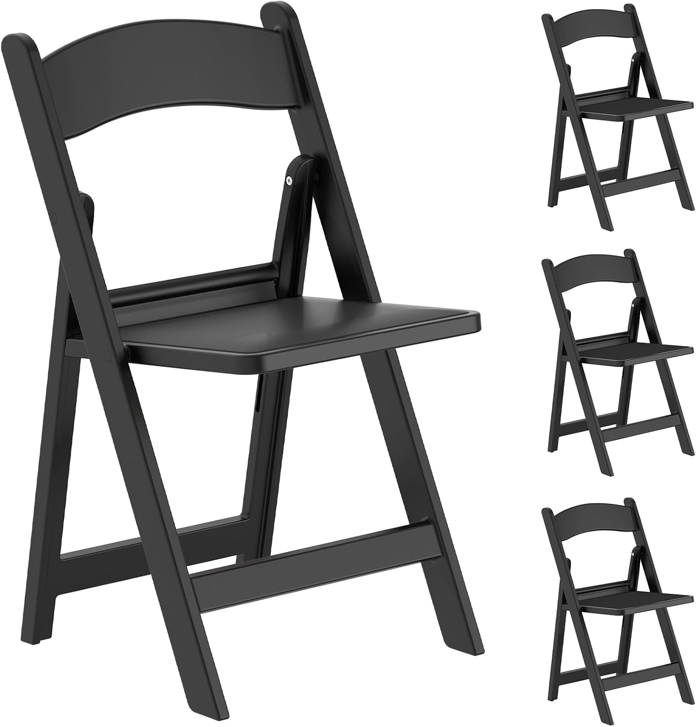 Resin Folding Chairs 4 Pack, 650LB Weight Capacity Foldable Chairs with Padded Seats, Indoor/Outdoor Lightweight Folding Chair for Events, Churches, Schools, Dining, Weekly Services(Black)