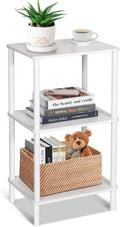 YGYQZ 3 Tier White Side Table ，Small End Table with Solid Wood Legs，28' Tall Bedside Table with Storage Shelf，Nightstand for Small Spaces，Living Room,Bedroom，Bathroom,No Tool Installation