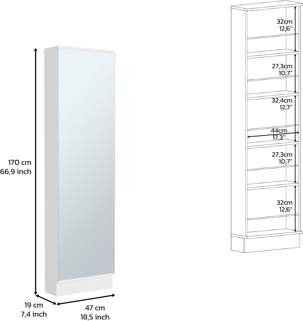 Modern Shoe Rack, Tall Shoe Storage Cabinet with Five Internal Storage Shelves,for Kitchen Home